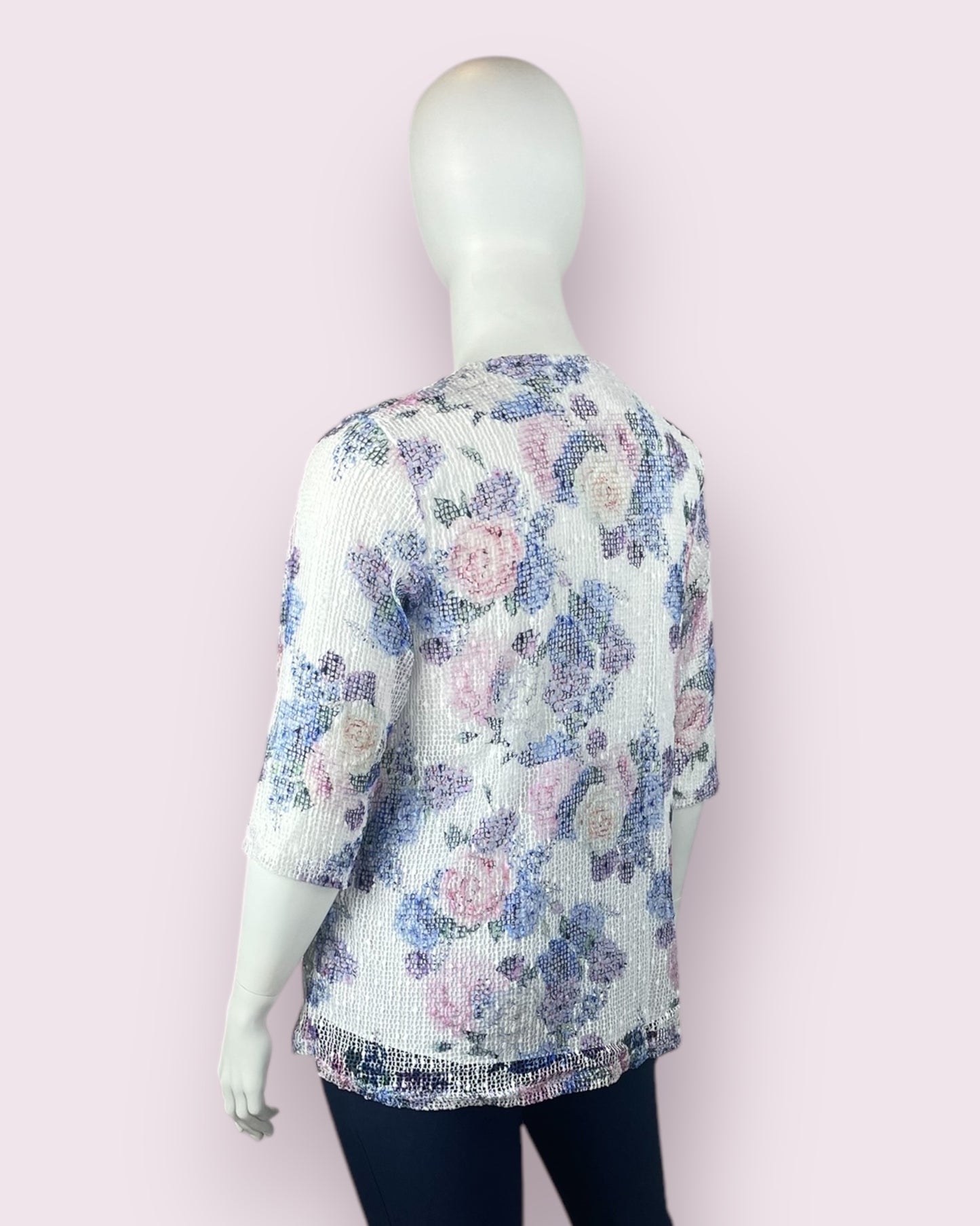 Lucy Popcorn Knit - Blue/Pink Floral